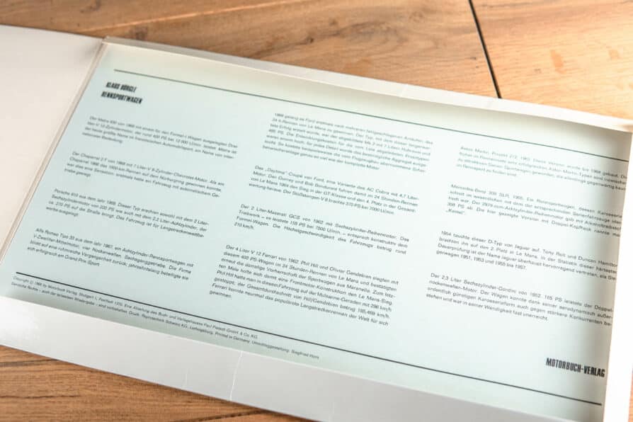Calendrier Klaus Bürgle « Voitures de course de 1950 à aujourd'hui » – Image 2