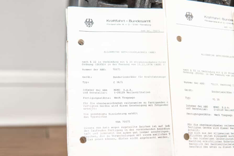 Certificat / ABE MOMO volant n° 70071 / 70113 / 70023 – Image 2