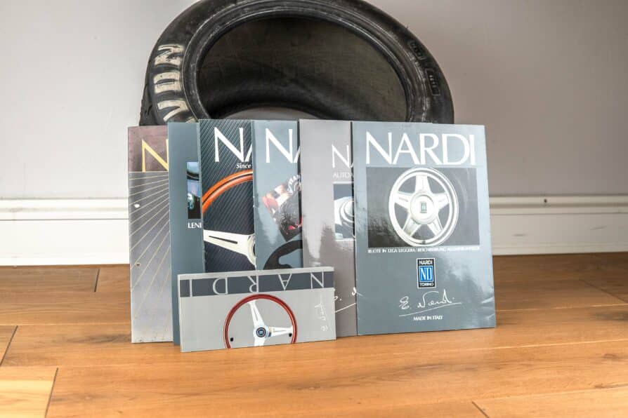 1990s collection of Nardi brochures, steering wheels, rims, etc.