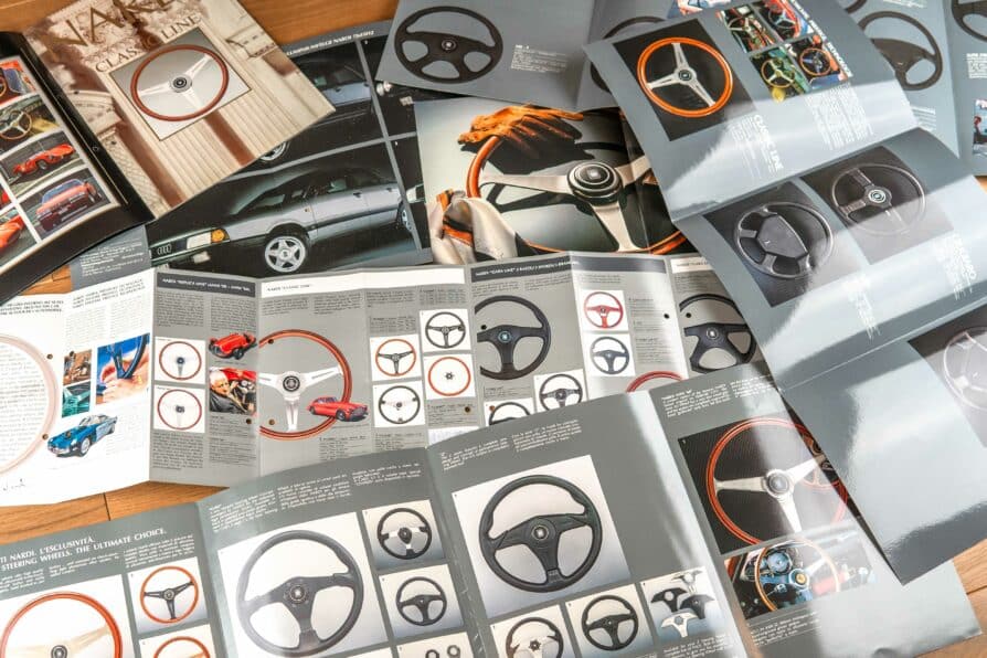 1990s collection of Nardi brochures, steering wheels, rims, etc. - Image 2